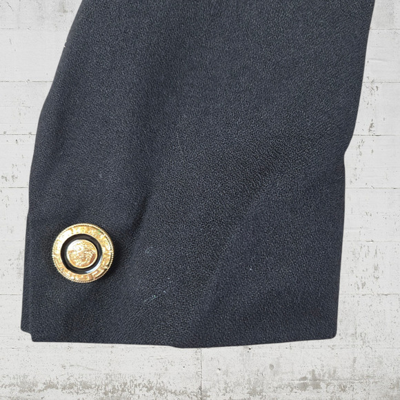 80s Vintage Black Double Breasted Deadstock Oleg Cassini Cropped Blazer Size 8 - Picture 5 of 11